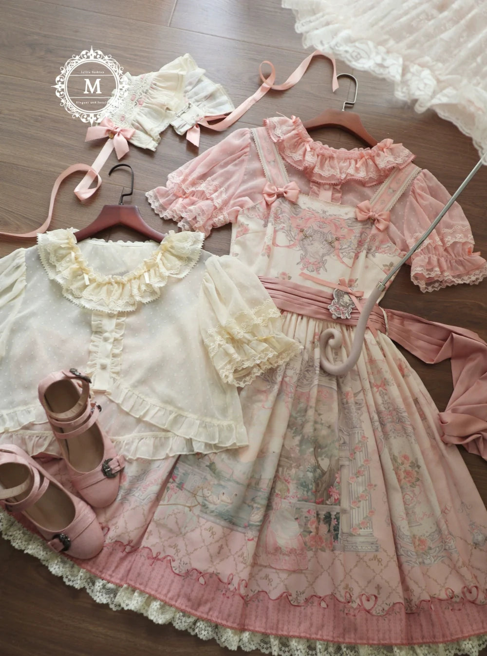 Moon River - Swan Lake Mirror - Pink Sweet Lolita Print JSK Dress