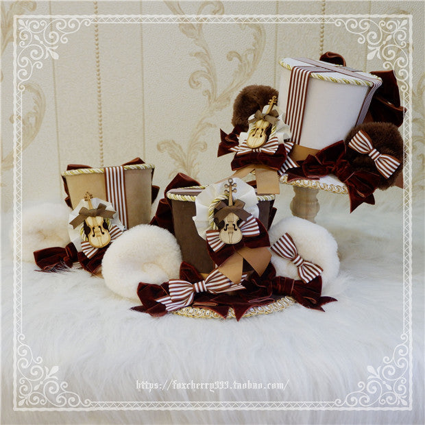 Fox cherry-Super Cute Lolita Bear Ears Top Hat Multicolors