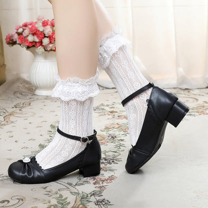 Sosic - Shell Dew - Sweet Lolita Bow Round Toe Shoes