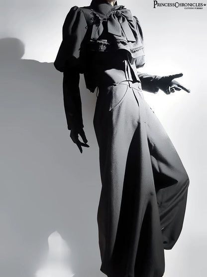 Princess Chronicles - Sorcerer's law - Retro Gothic Lolita Coat Black Ninth Pants