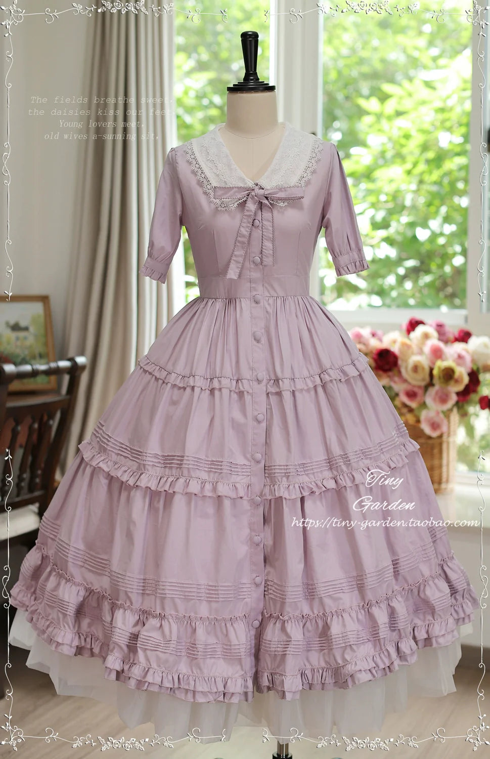 Tiny Garden - Lacey 2.0 - Classic Lolita OP Lace Collar Open Front Dress