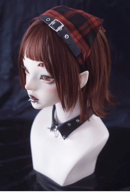 Strange Sugar - Gothic Lolita Black-red Plaid Hairband
