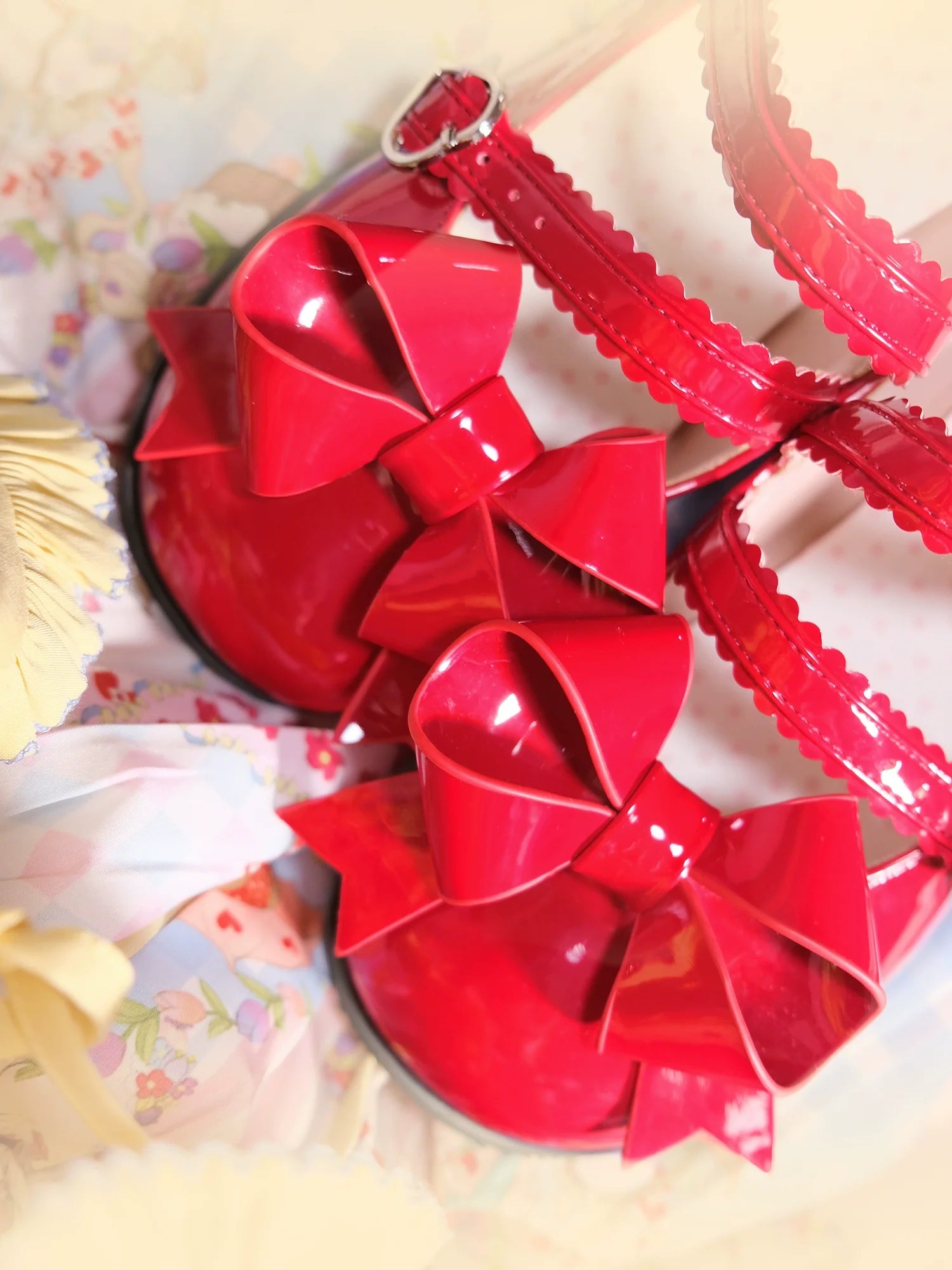 Dolly Doll - Apple Candy - Mary Jane Lolita Shoes Bow PU Low-Mid Heel Shoes