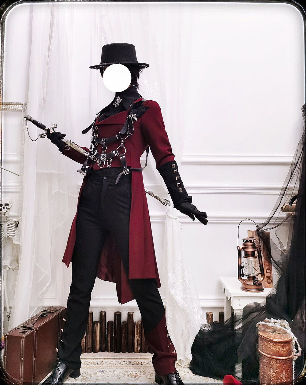 Princess Chronicles - Red and Black - Retro Ouji Lolita Handsome Black Pants