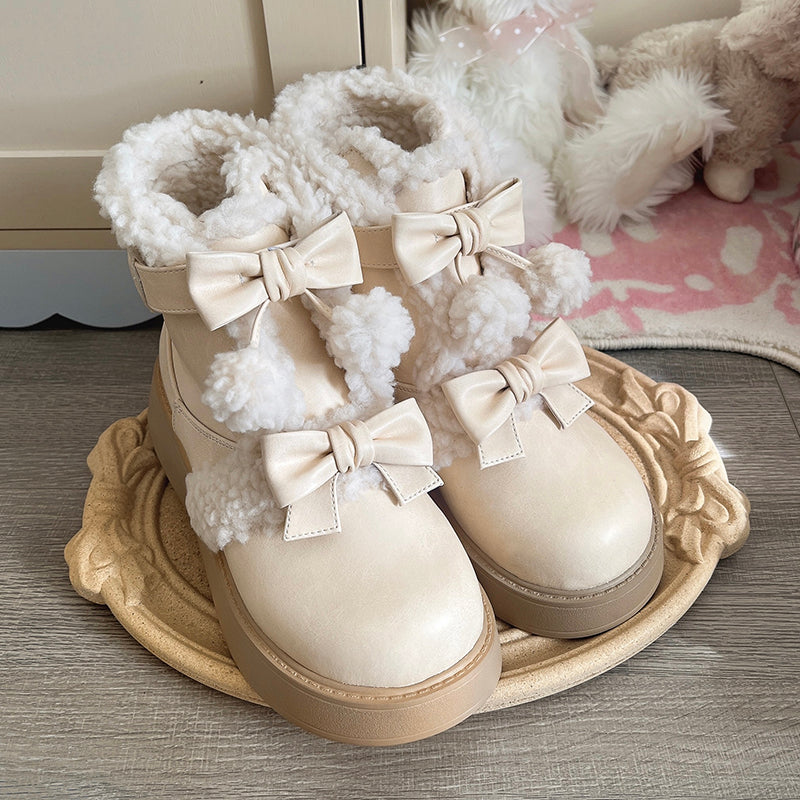 Beauty Bunny - Furry Bear - Winter Cute Lolita Shoes Short Snow Boots