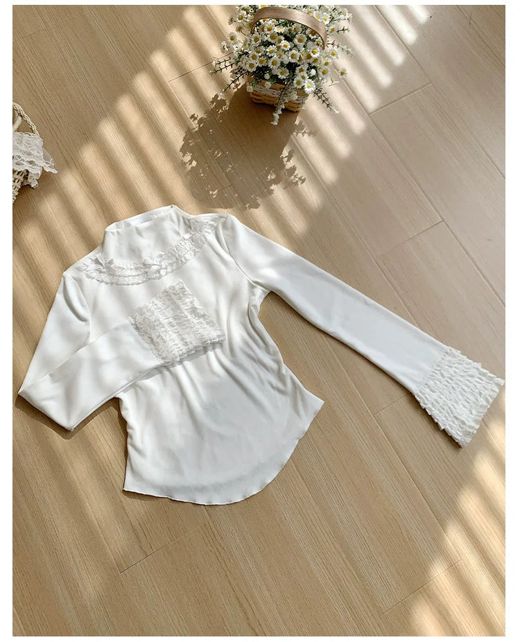 With PUJI - Snowfall - Winter Lolita Sweater Long Sleeve Knitted Innerwear