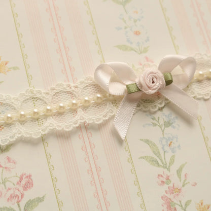 Creamy Bubbles - Sweet Lolita Choker Vintage Lace Rose Handmade Necklace