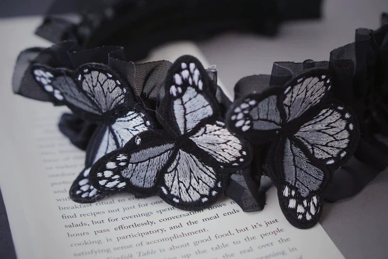 Strange Sugar - Gothic Lolita Black Headdress Butterfly KC Photography Props