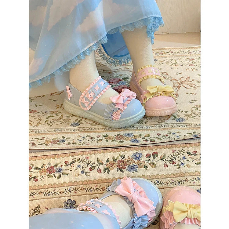 Fairy Godmother - Cute Lolita Shoes Bow Candy-Colored Lolita Flat Shoes