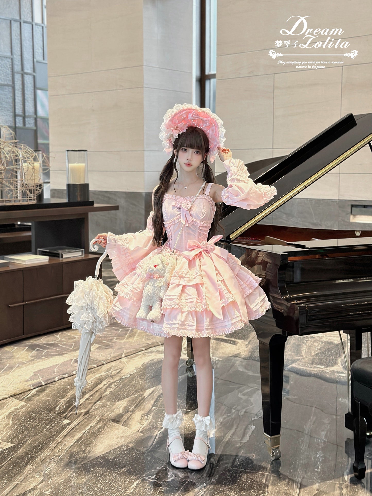 Mengfuzi - Lilith - Pink Sweet Lolita JSK Tiered Ruffle Dress with Bolero