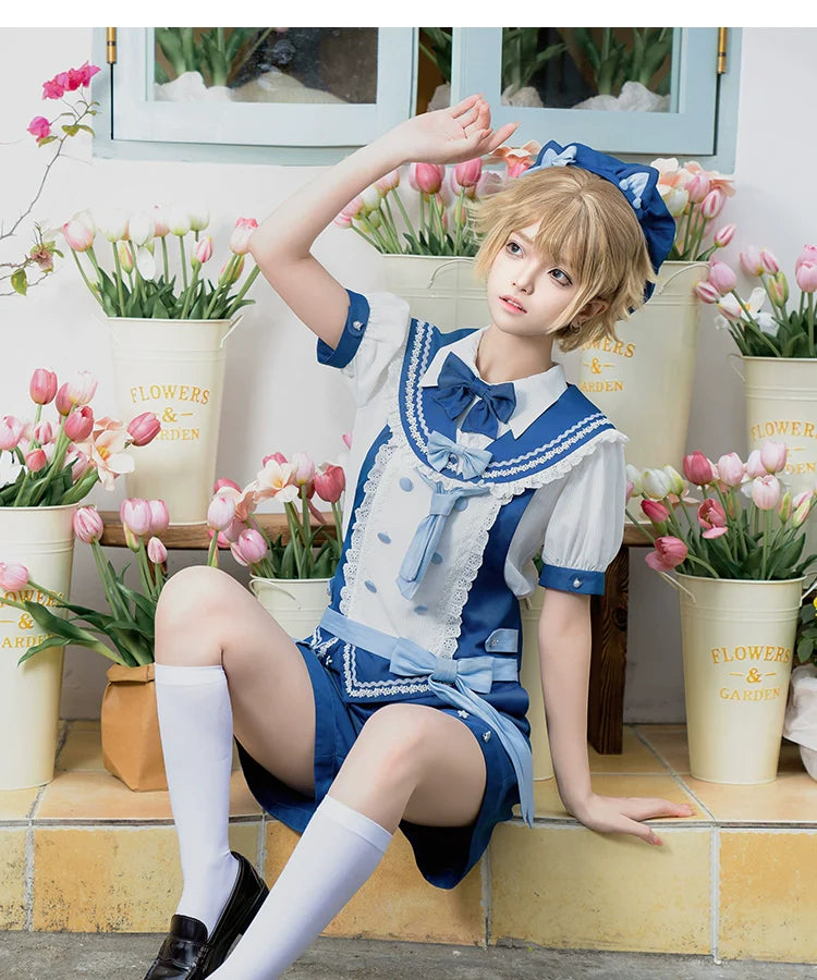 Forest Fluorescent Carps - Small Animal Team - Ouji Lolita Suit Male Lolita Shirt Shorts