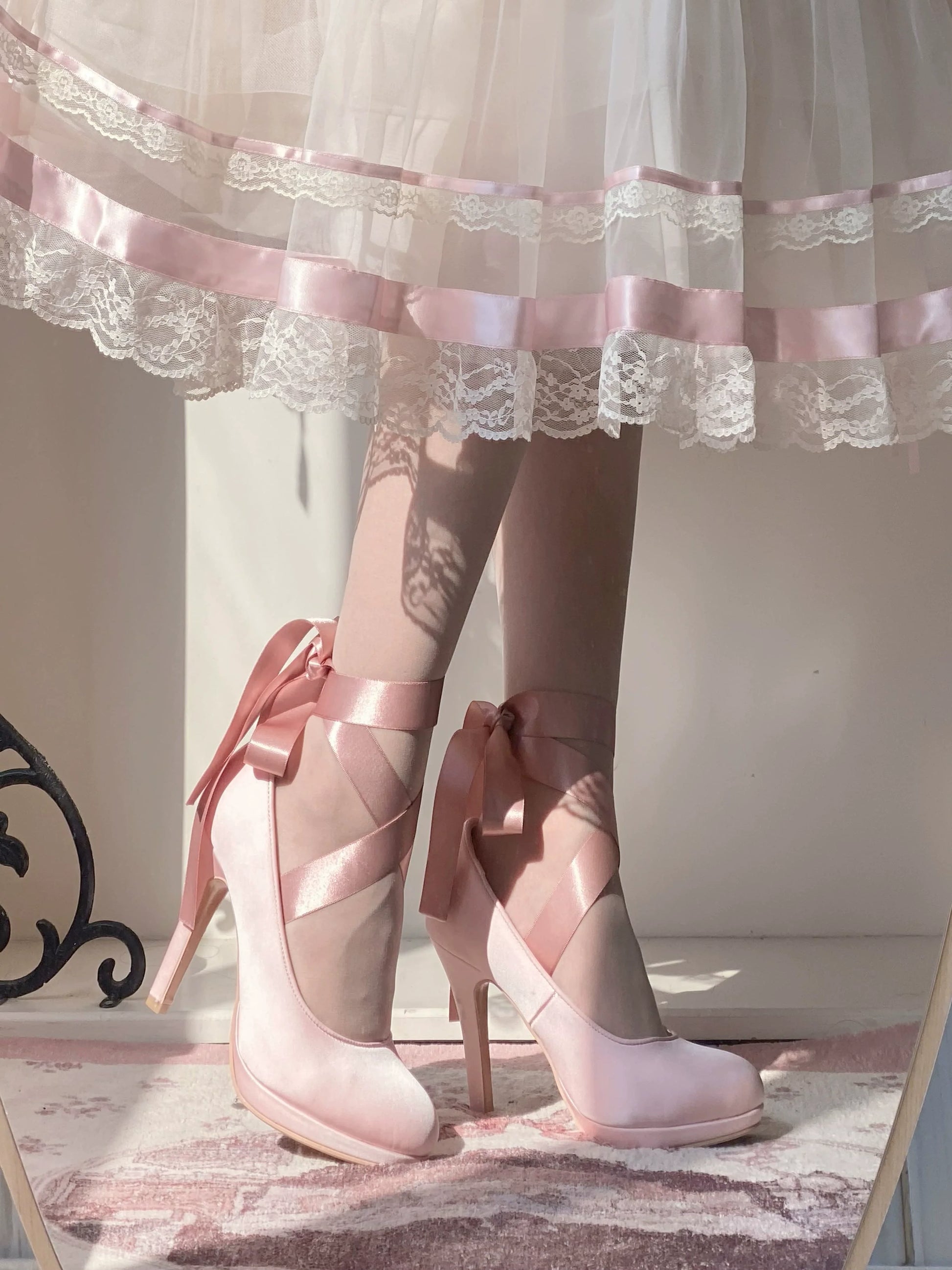 Pure Tea For Dream - Butterfly Specimen - Ballet Style Lolita Shoes Elegant Platform Lolita Heels