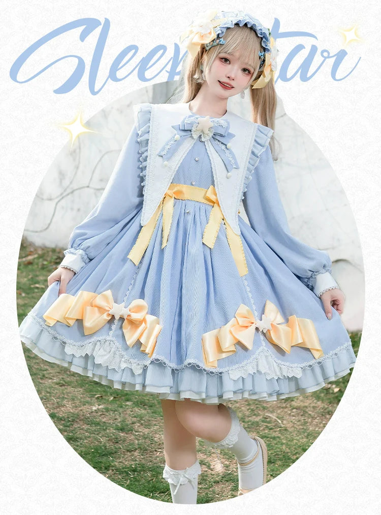 Forest Fluorescent Carps - Sleep Star - Sweet Lolita OP Dress, Long / Short Sleeve