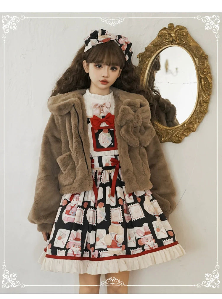 Eieyomi - Daily Lolita Coat Imitation Rabbit Hair Short Winter Coat