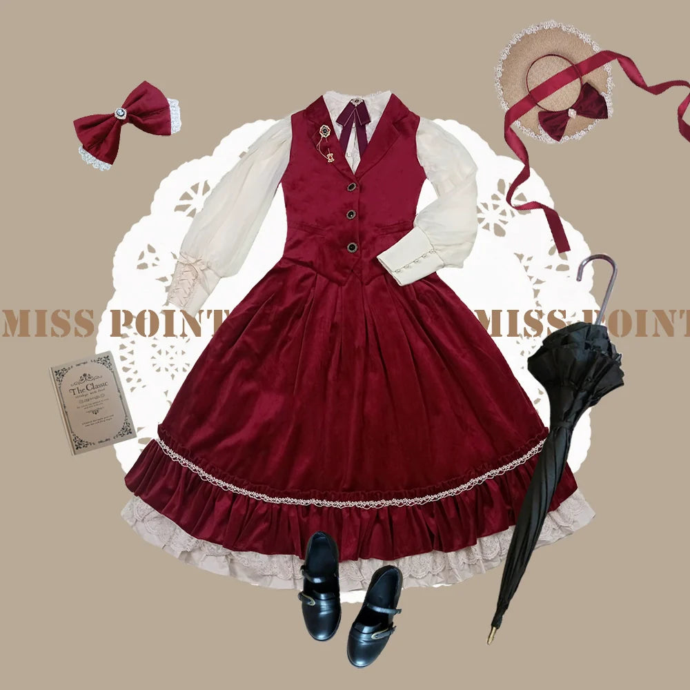 Miss Point - Rose Doll - Retro Lolita Vest Velvet Lolita Waistcoat
