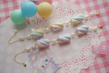 Cat Tea Party - Sweet Lolita Accessories Simulated Cotton Candy Clay Bracelet Necklace