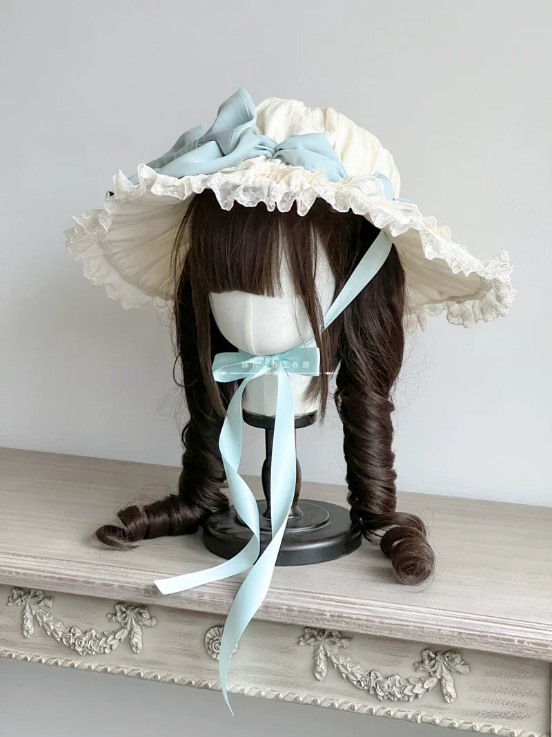 MAID - Vintage Lolita Hat Striped Lace Hat