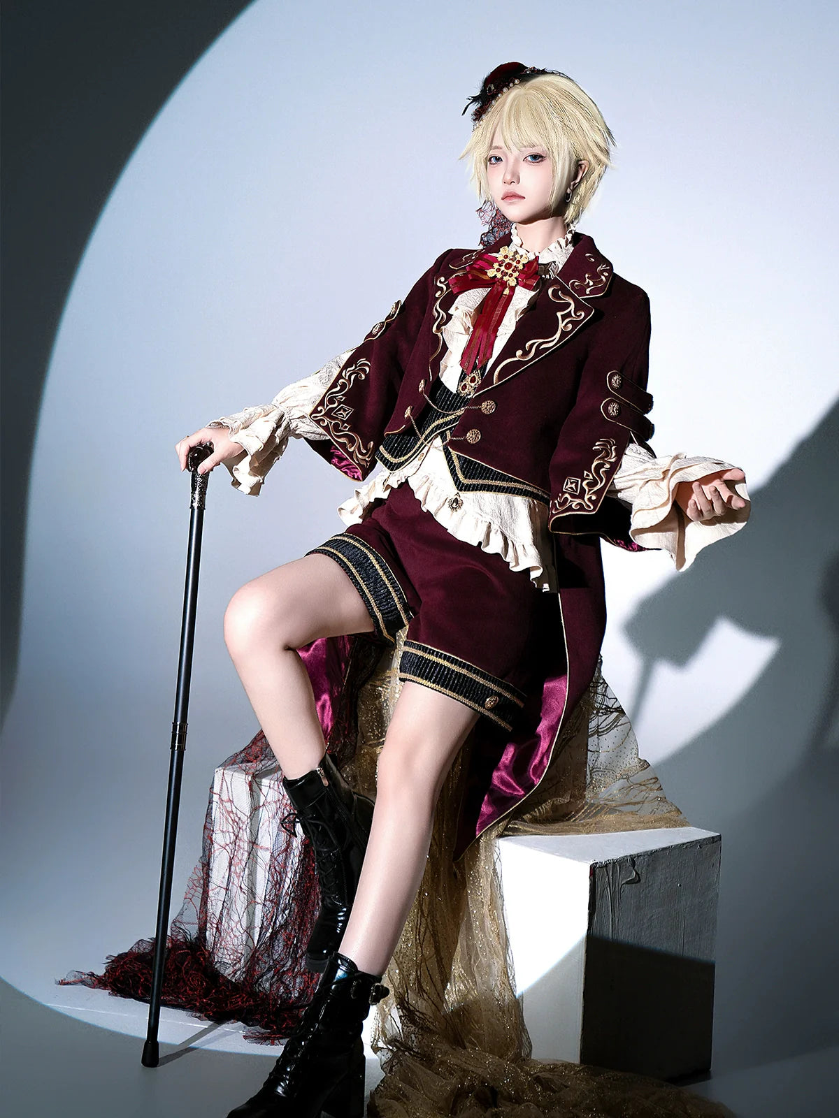 Letters from Unknown Star - Heir - Ouji Lolita Shorts Set Military Prince Lolita Coat and Blouse