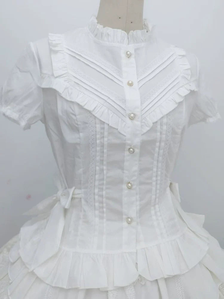 Sweet Angel - Elegant Lolita Short Sleeve Shirt, Waist Defining