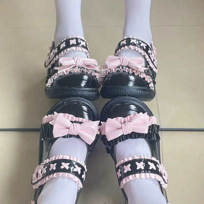 Fairy Godmother - Cute Lolita Shoes Bow Candy-Colored Lolita Flat Shoes