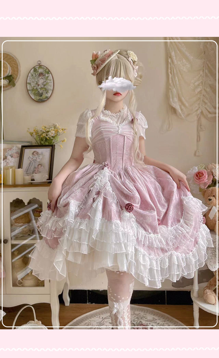 Sakurada Fawn - Manta - Plus Size Sweet Lolita JSK Dress with Rose Decoration