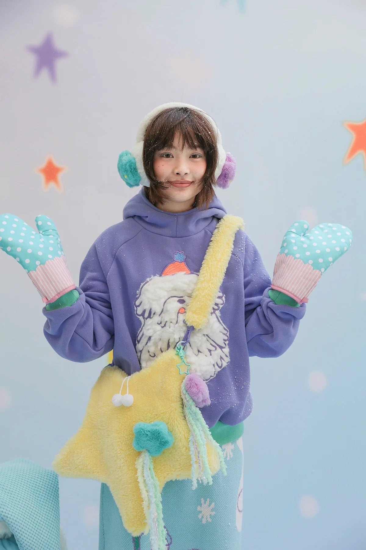 Frufru - Cute Lolita Bag Cartoon Stars Yellow Plush Bag