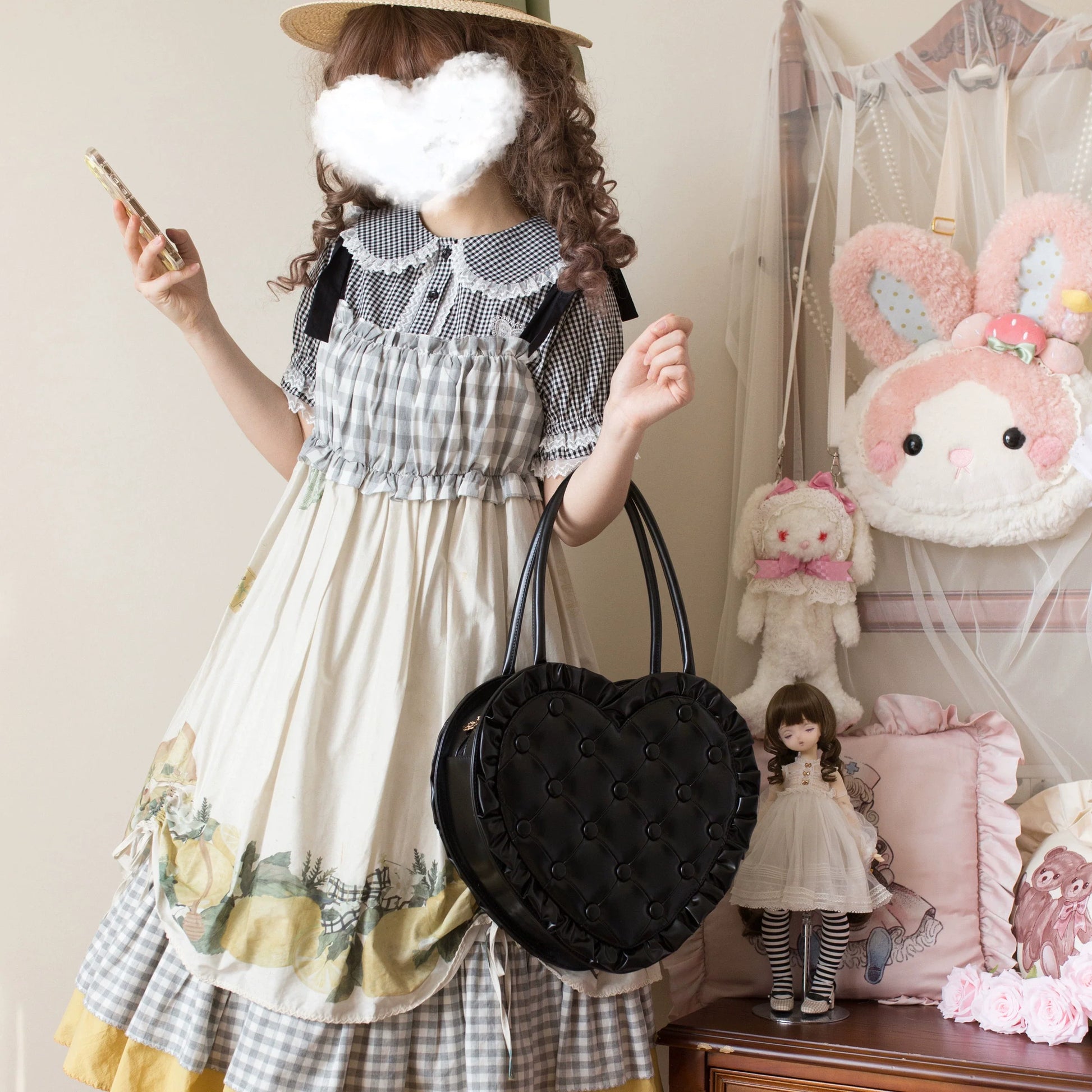 MIST - Kawaii Lolita Plaid Blouse With Cat Ear Peter Pan Collar