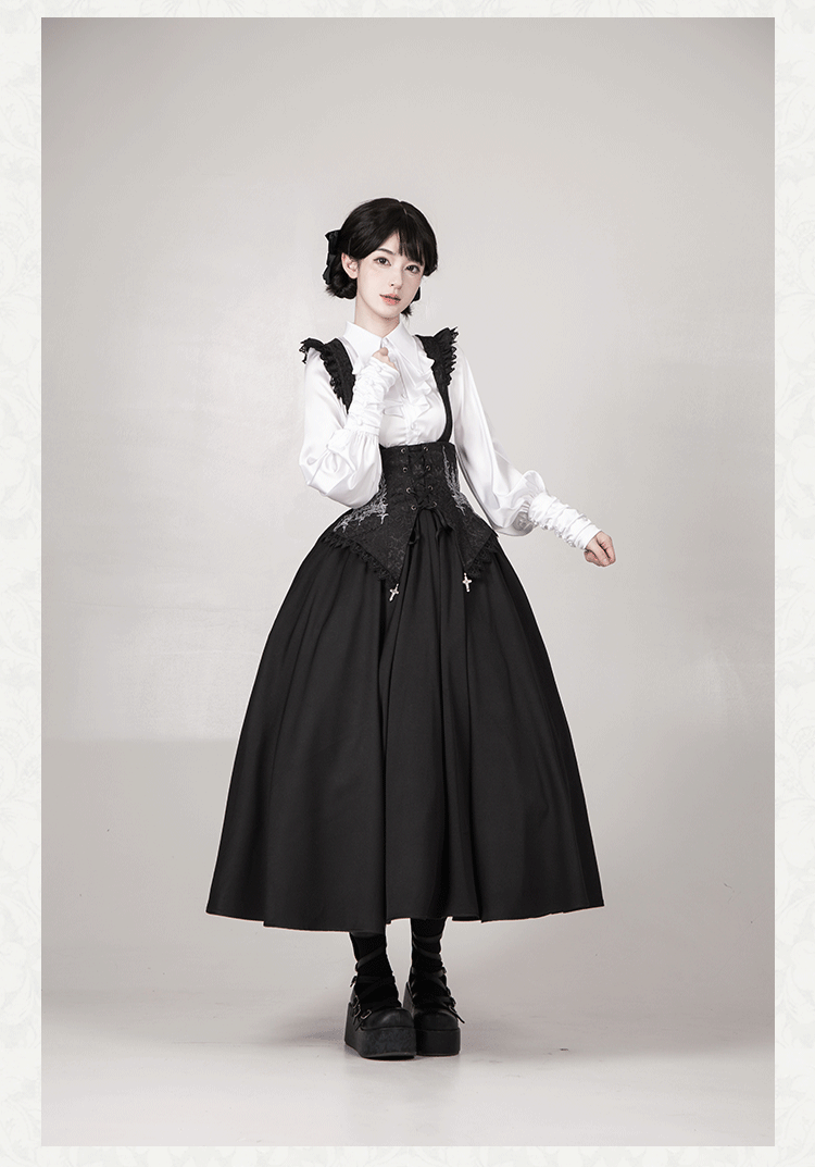 With PUJI - Thorny Night - Gothic Lolita Bust-supporting Skirt With Removable&Adjustable Strap