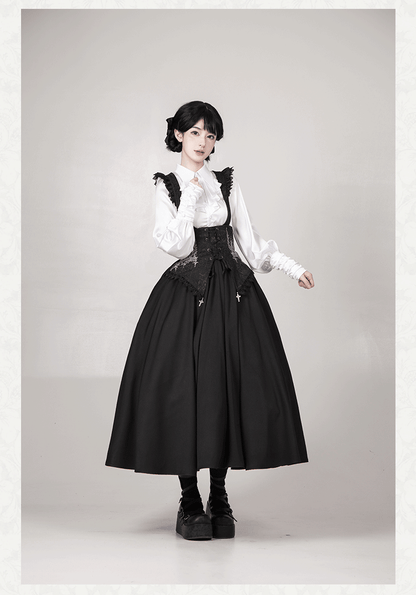 With PUJI - Thorny Night - Gothic Lolita Bust-supporting Skirt With Removable&Adjustable Strap