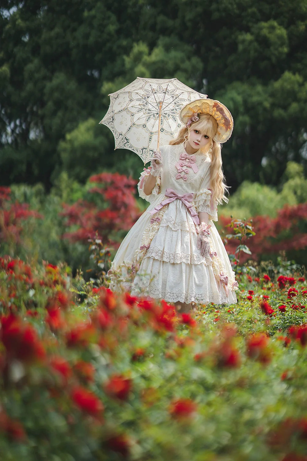 Miss Point - Lilyka Garden - Classic Lolita OP Dress Set Elegant Floral Wall Princess Sleeve