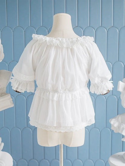 OCELOT - Sweet Lace Lolita Blouse Double-Wear Short Sleeves Shirt