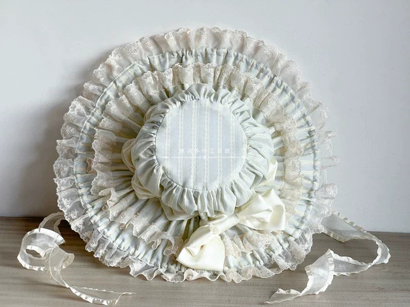 MAID - Vintage Lolita Hat Striped Lace Hat