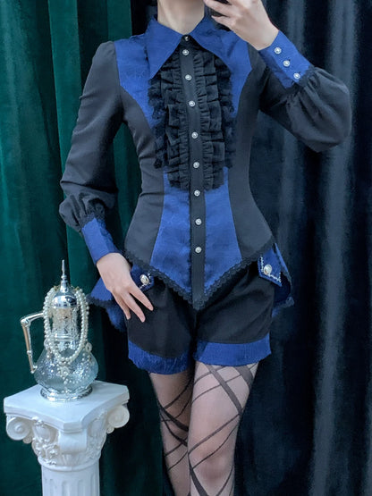 Little Dipper - Cold Rice - Ouji Lolita Shirt With Spiderweb Pattern in Several Versions