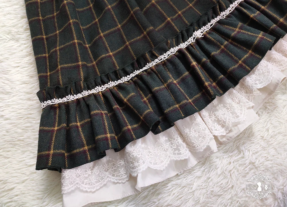 Miss Point - Rose - Elegant Lolita Fishbone Grid Skirt Customized