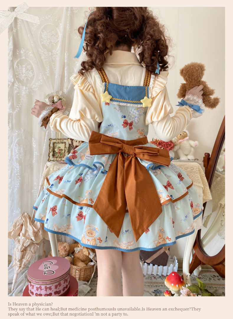 Cheese Mee Mee - Seaside Tea Party - Sweet Lolita Dress Cute Print JSK and Cape