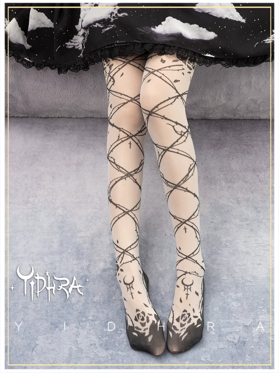 Glass Yarn Gothic Lolita Tights for Tropical Elegance