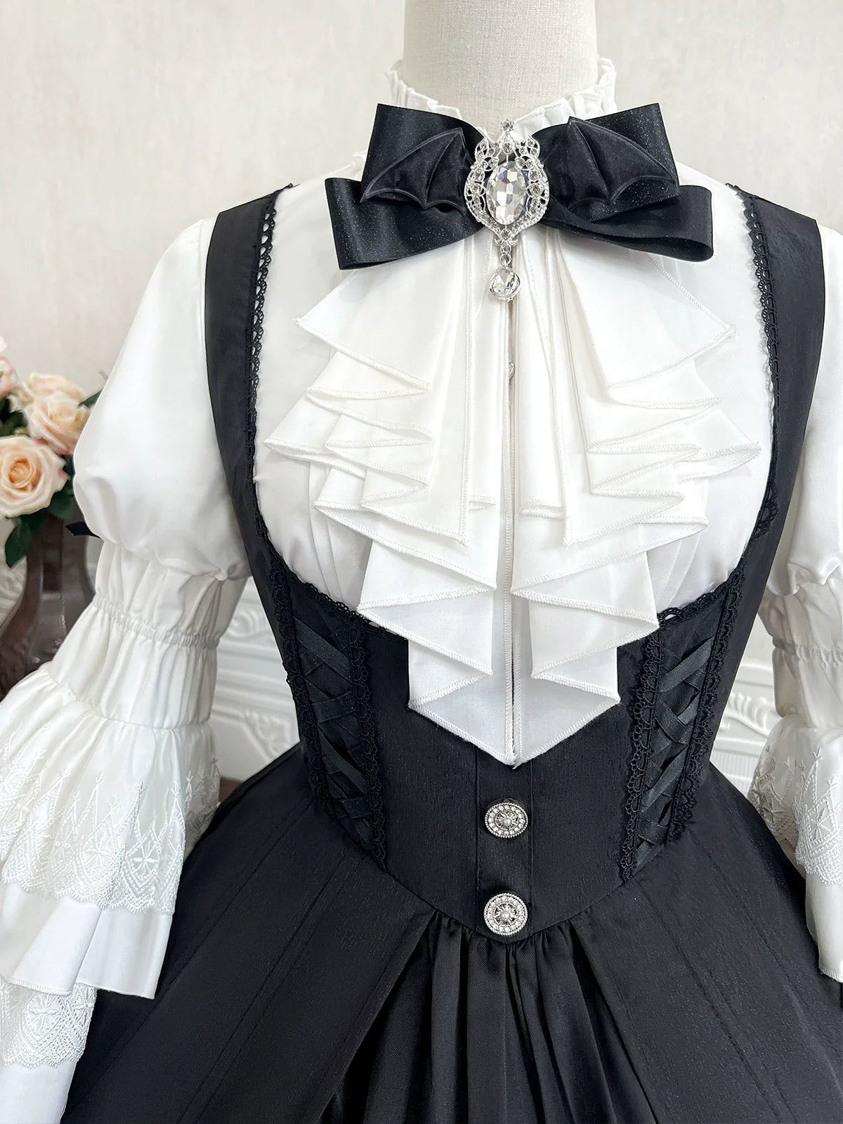 Your Princess - Dawn Witch - Black Gothic Lolita JSK Dress + White Blouse