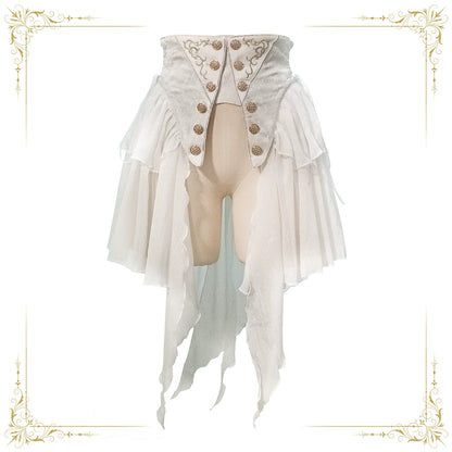 Immortal Thorn - Immortal Glass Castle - Ouji Lolita Girdle Prince Style Long Sheer White Corset