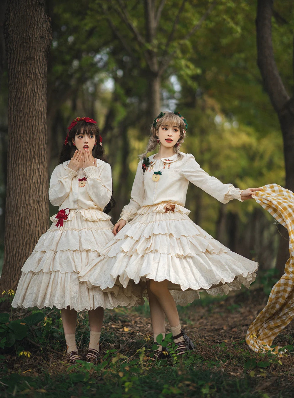 Miss Point - Chubby Fox in the Forest - Sweet Lolita Shirt Embroidered Collar Customized Blouse