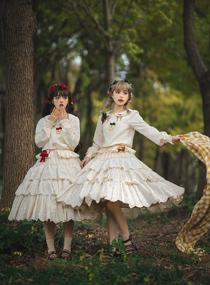 Miss Point - Chubby Fox in the Forest - Sweet Lolita Shirt Embroidered Collar Customized Blouse