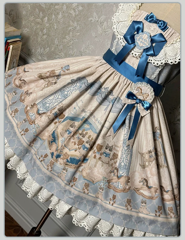 Alice Girl - Sea Salt Fairytale - Sweet Lolita JSK Doll-like Lolita Printed Dress