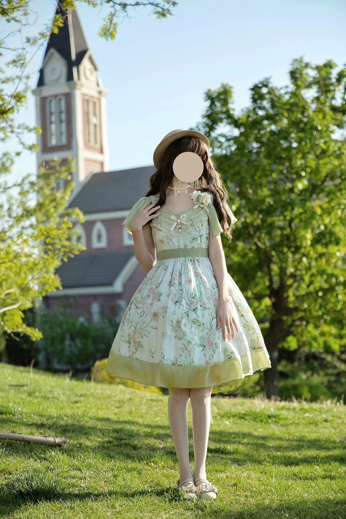 EESSILY - The Rose Dowry - Daily Cotton Lolita OP Dress V-neck Dress