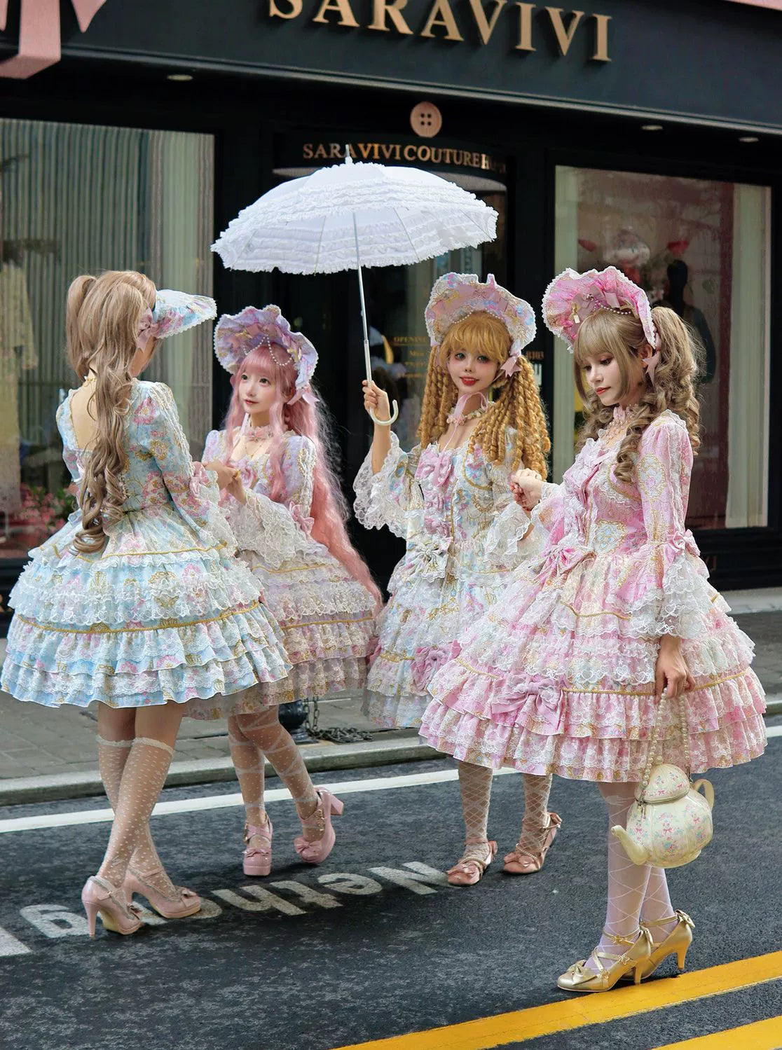 Hanguliang - Candlelight Sonata - Sweet Lolita Long Sleeve OP, Tiered Ruffles