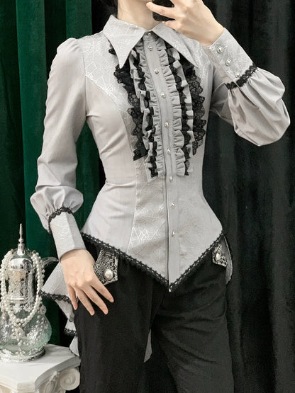 Little Dipper - Cold Rice - Ouji Lolita Shirt With Spiderweb Pattern in Several Versions