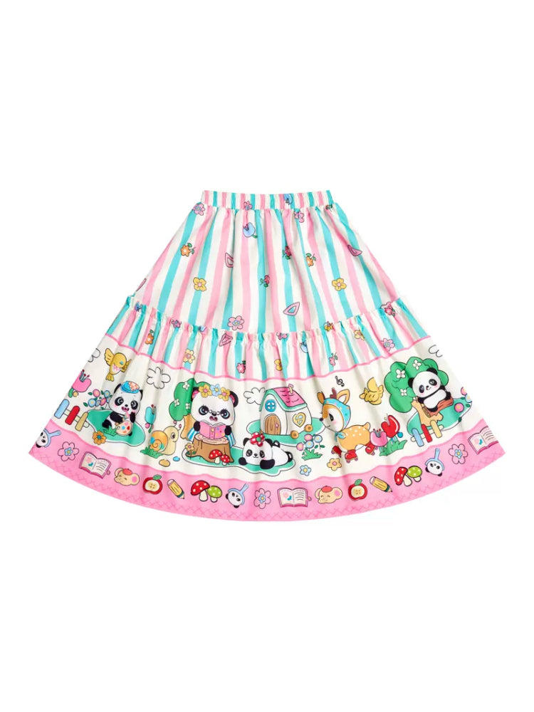 Striped print long skirt【s0000007680】