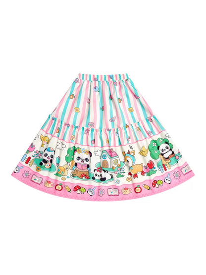 Striped print long skirt【s0000007680】