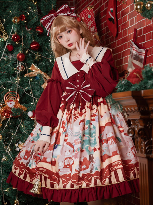 Eieyomi - Christmas Bear - Sweet Lolita Princess OP Dress
