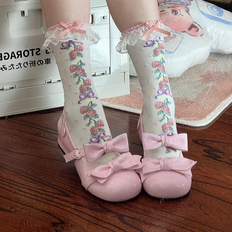 Beauty Bunny - Kawaii Lolita Shoes Low Heels Round Toe PU Shoes