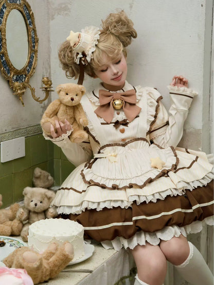 Sakurahime - Berry Bubble - Kawaii Lolita OP Tiered Ruffles Apron Lolita Dress