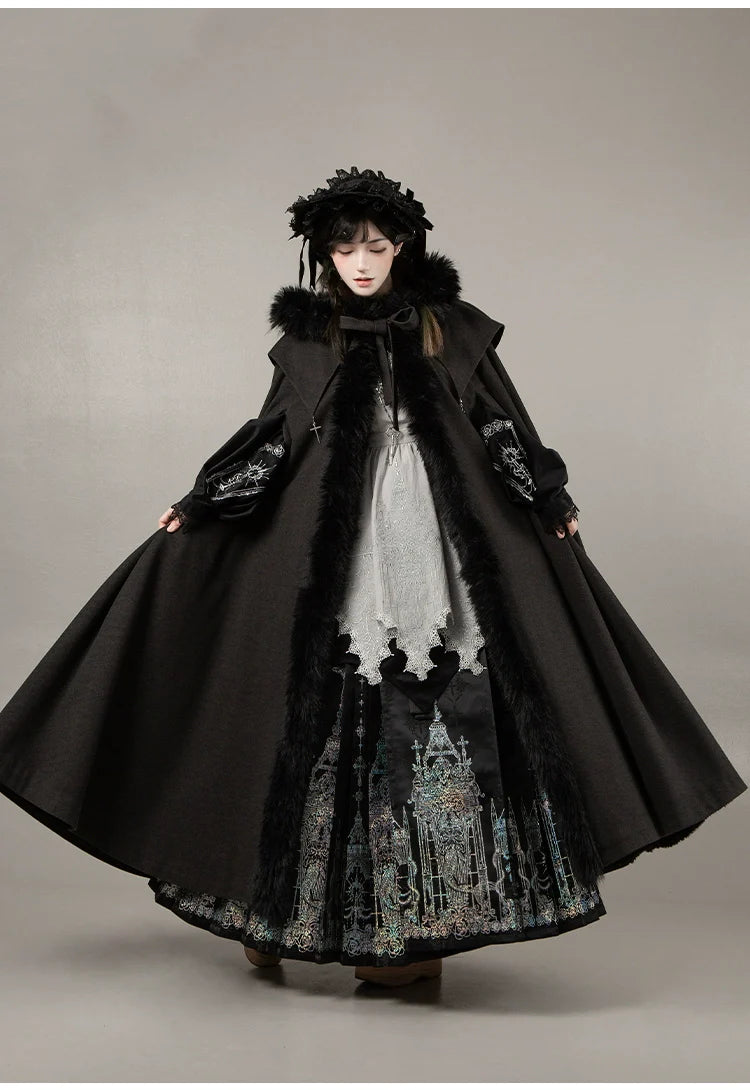 With PUJI - Letter and Poetry ﾂｷ Raven's Night Song - Gothic Lolita Black Cloak